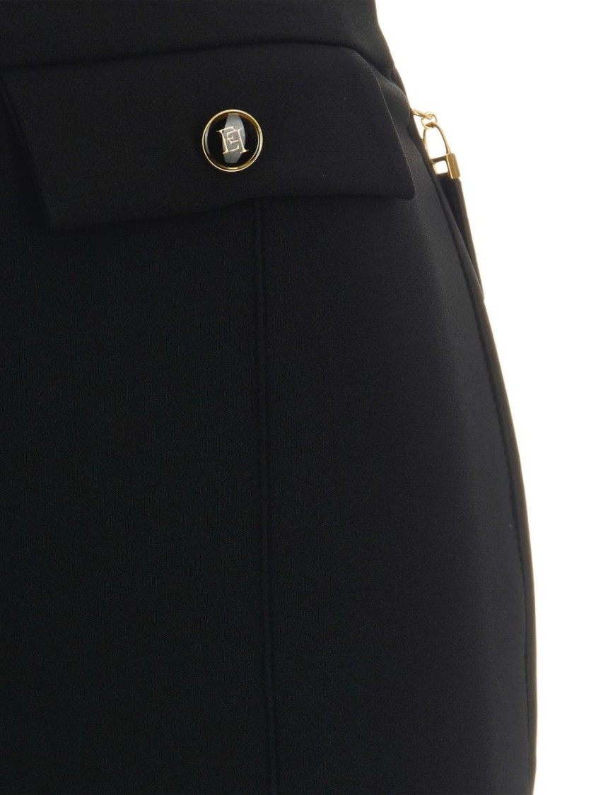 Elisabetta Franchi Flared Black Trousers With Tailored Silhouette In Black