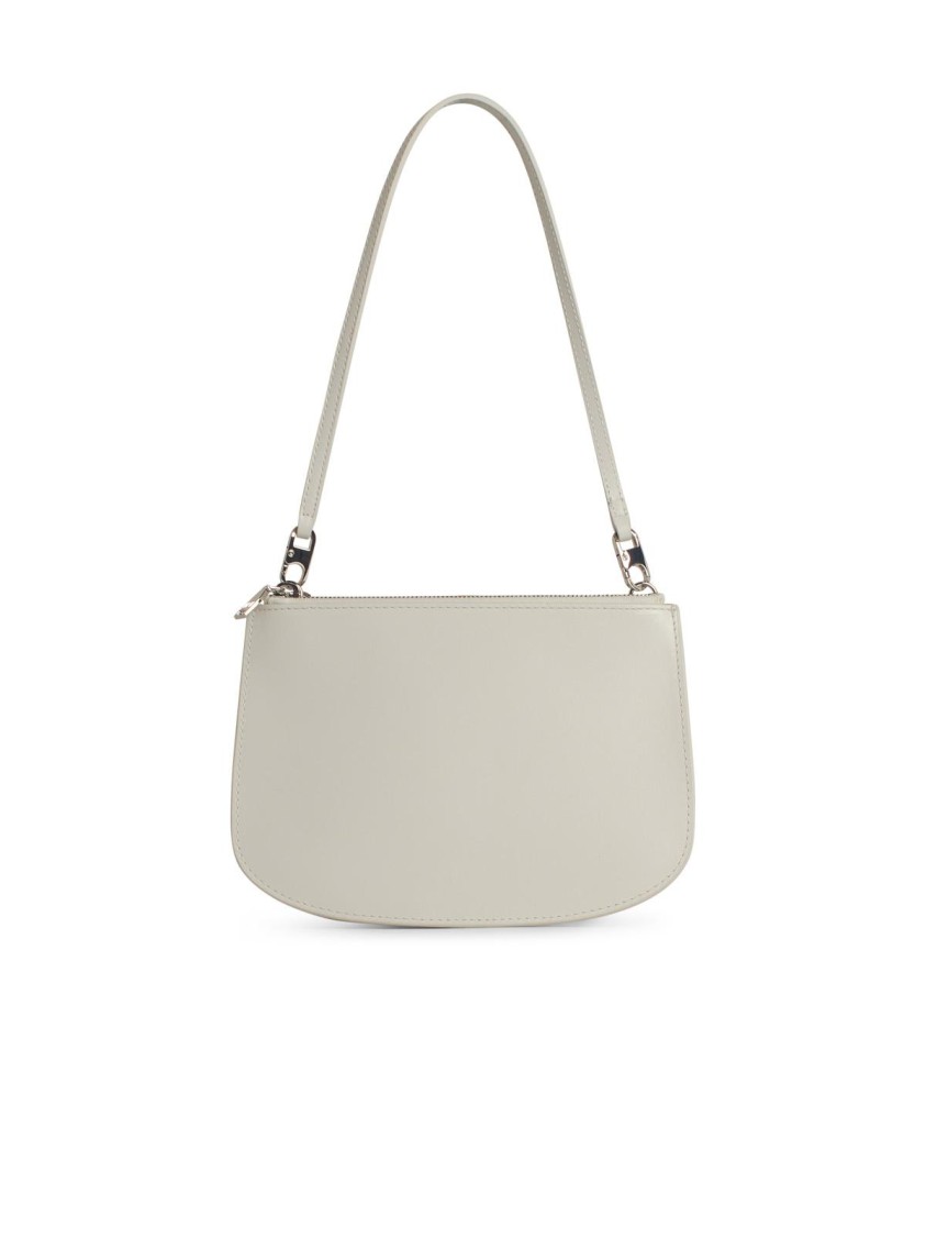 Diesel White Leather Shoulder Bag With Tone-on-tone Logo Insert In White
