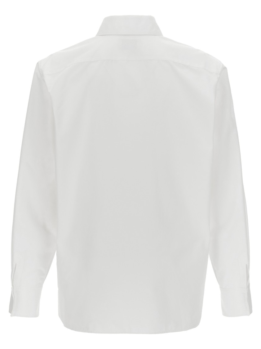 Saint Laurent White Pointed Collar Long Sleeve Shirt In Cotton Man In White