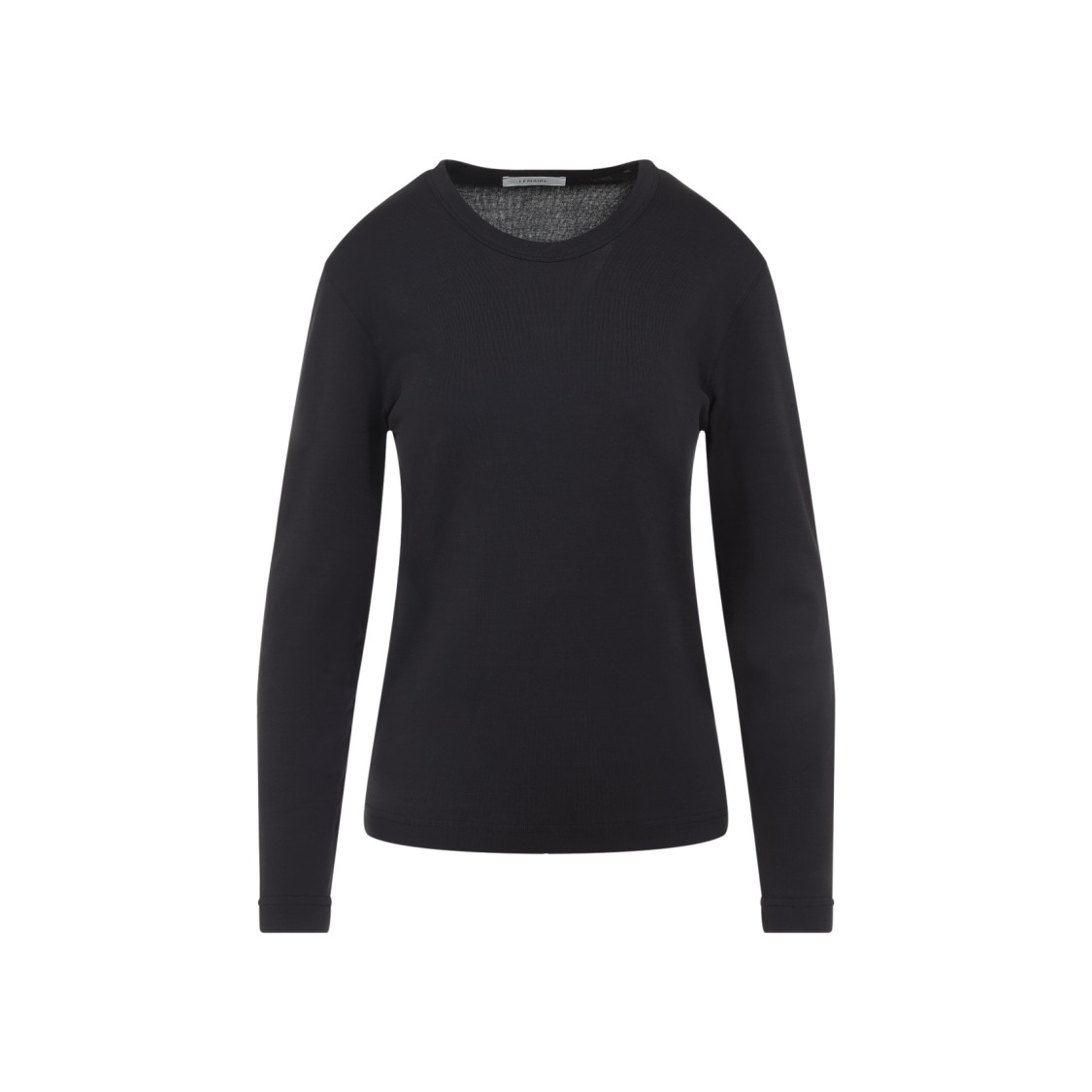 Lemaire Ribbed Crew Neck Long Sleeve Top In Black