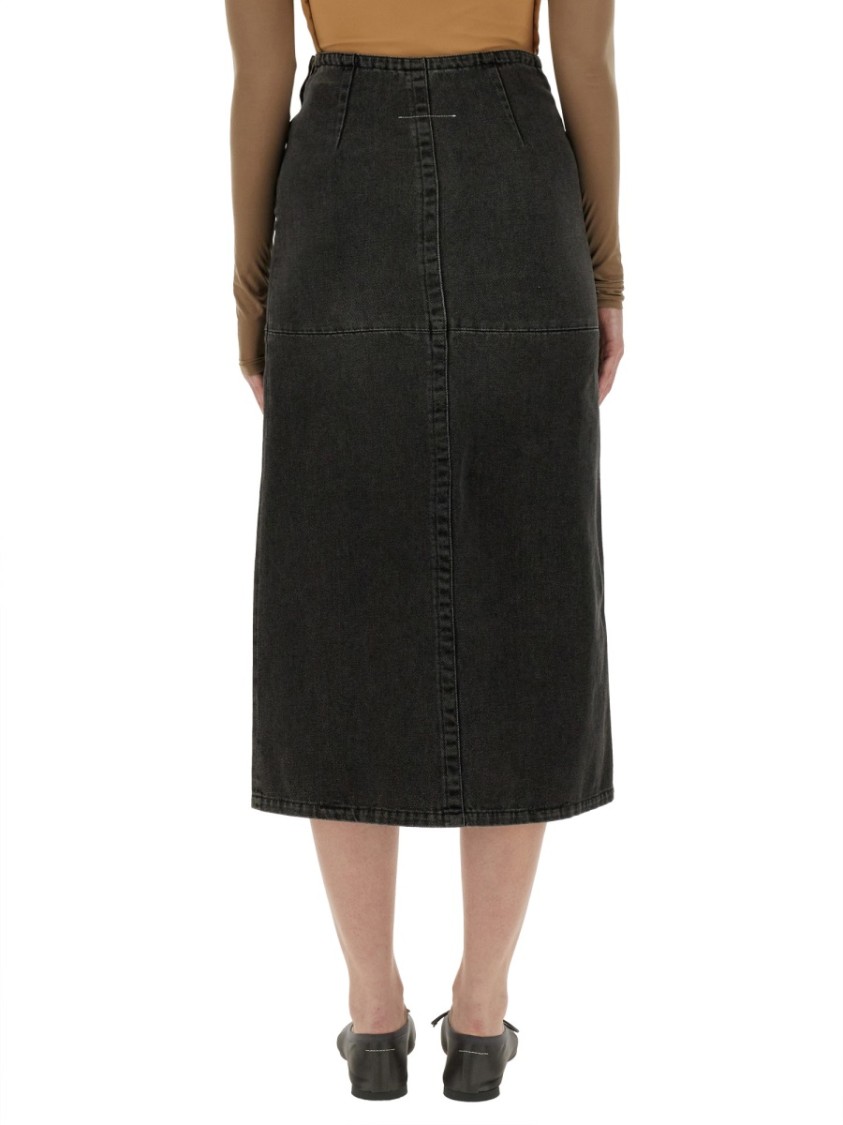 Shop Mm6 Maison Margiela Mm6 By Maison Margiela Long Denim Skirt In Grey