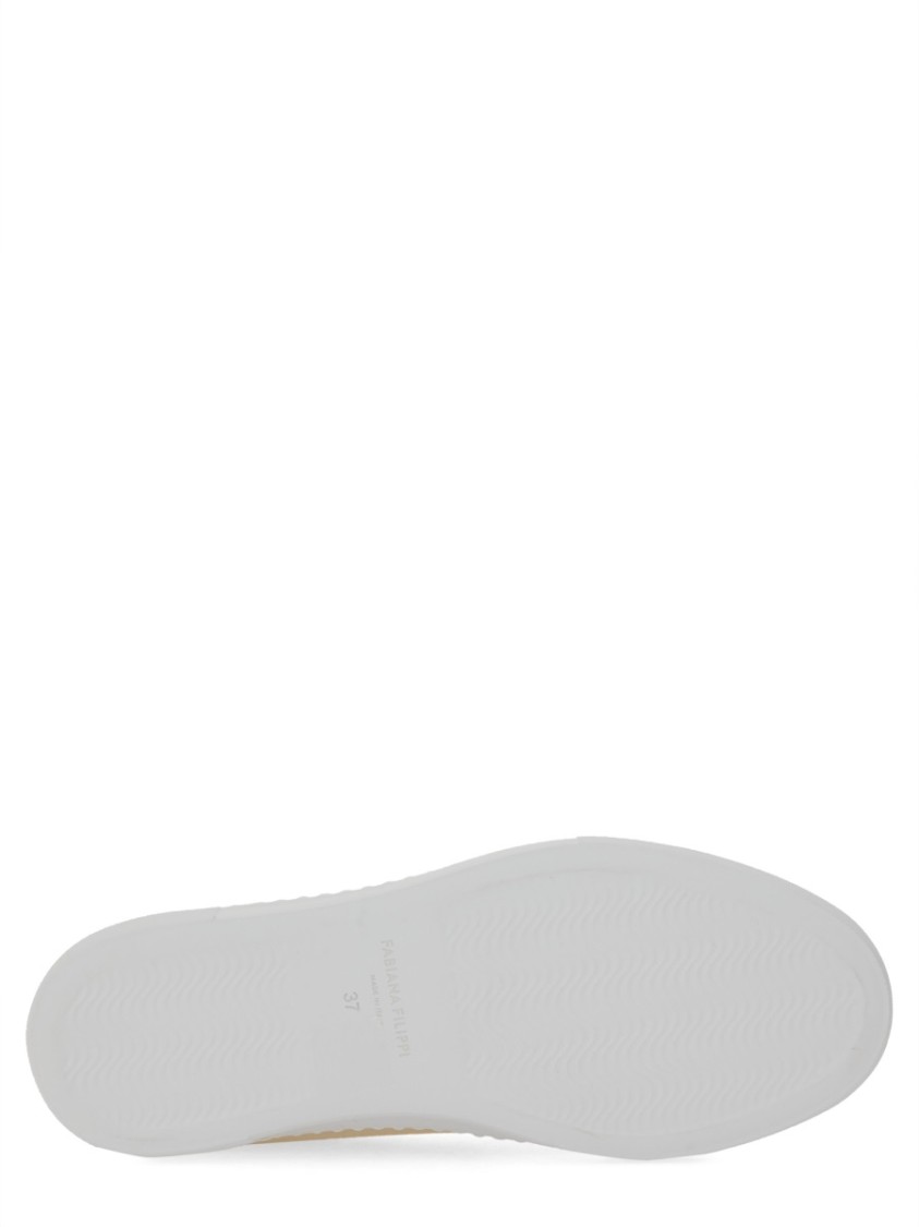 Shop Fabiana Filippi Leather Sneakers With Classic Lace-up Design In Neutrals