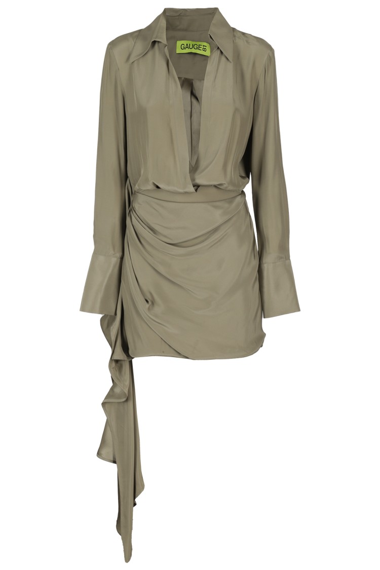 Gauge81 Woman Mini Dress Military Green Size 10 Silk In Green