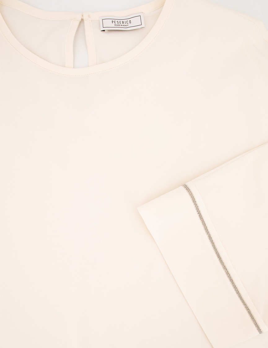 Peserico Jewel-toned Silk Sweater With Three-quarter-length Sleeves