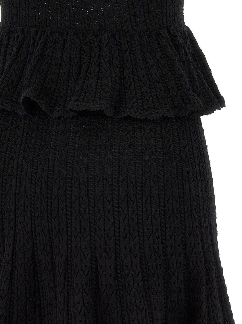 Self-portrait Pointelle-knit Sleeveless Mini Dress In Black