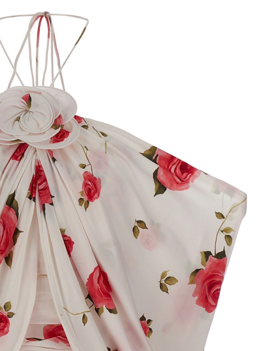 Magda Butrym Mini Draped Dress With All-over Rose Print In Multi
