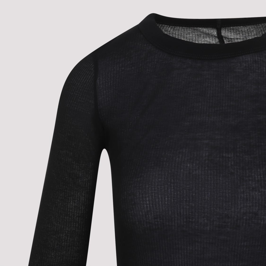 Rick Owens Ribbed Long-sleeve Top With Signature Back Stitching In Black