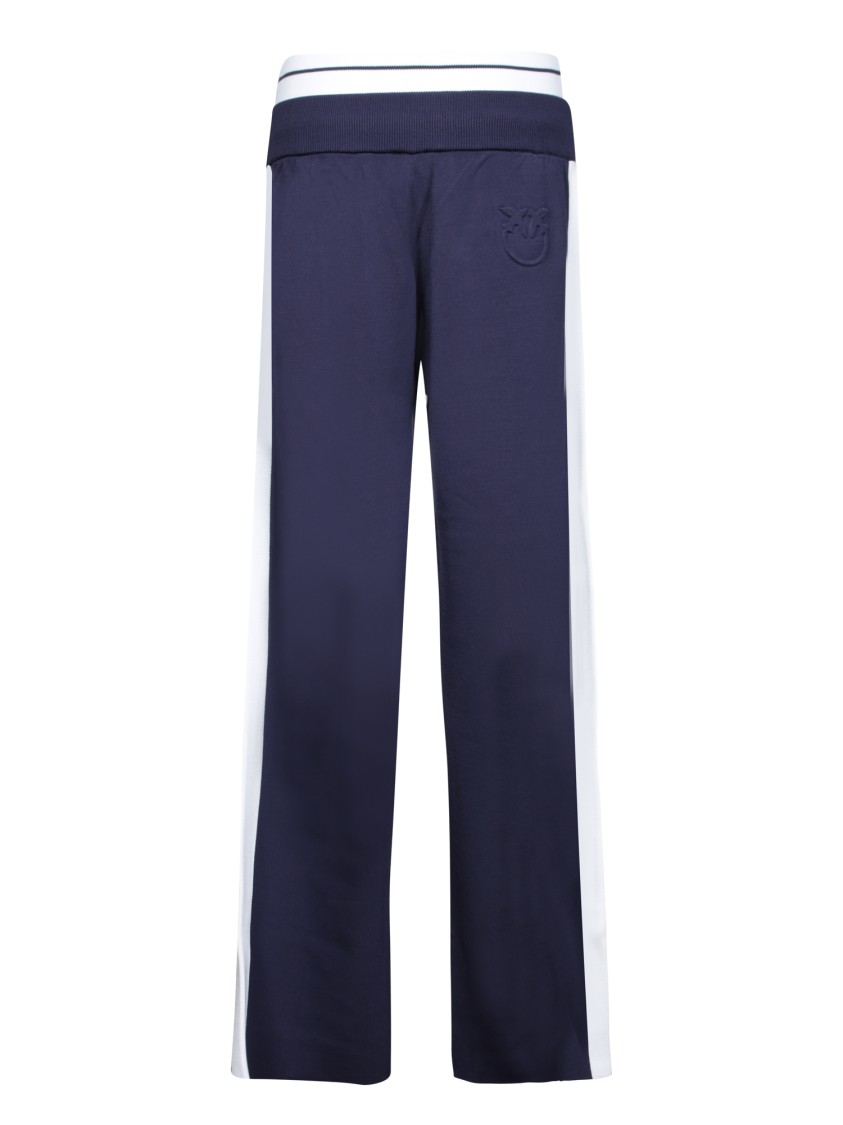 Shop Pinko Tapered Athletic Pants With Contrasting Side Stripe In Blue