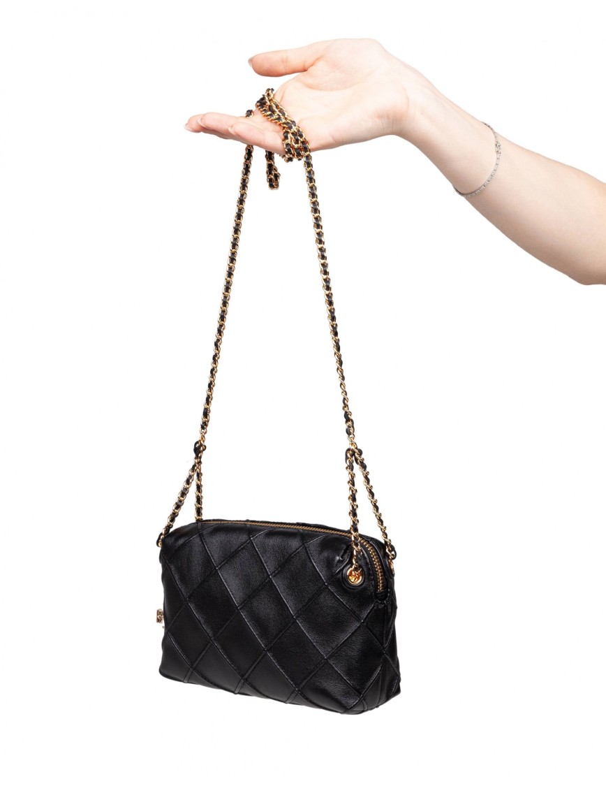 Tory Burch Fleming Small Quilted Leather Crossbody Bag Color Black