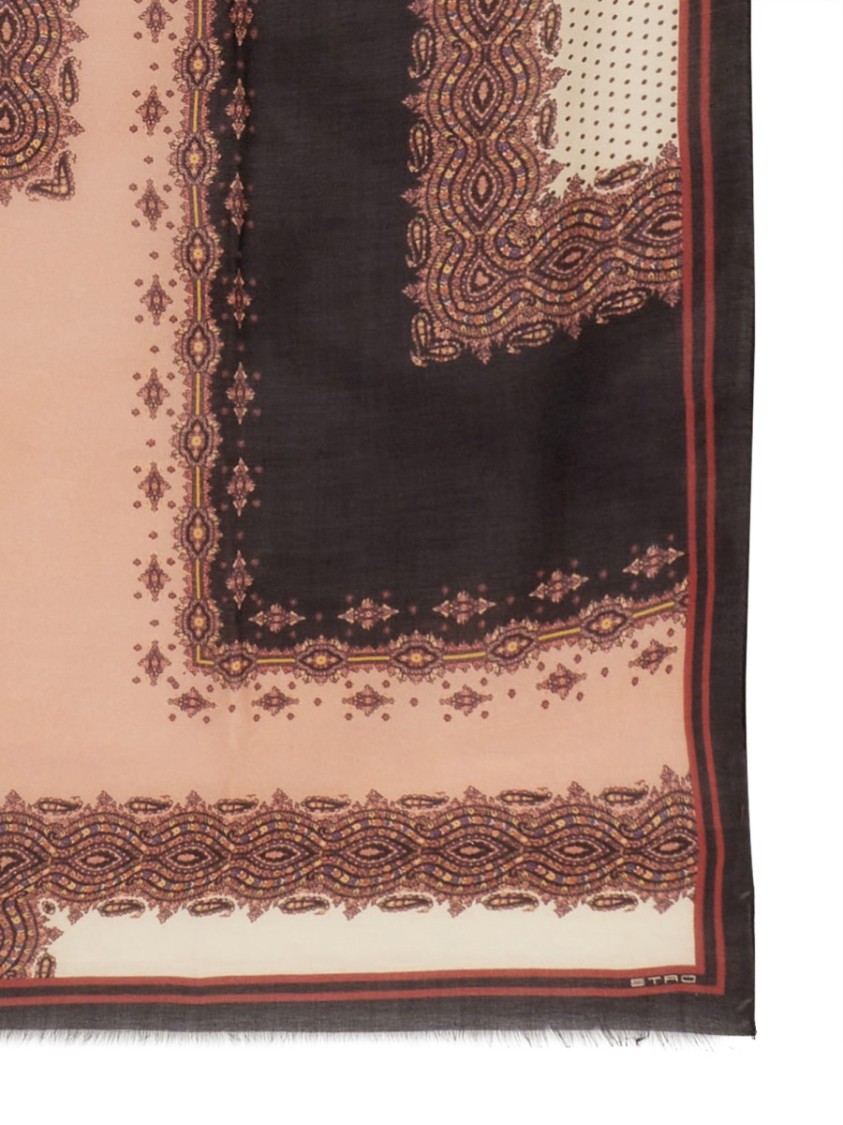 Etro Intricate Print Scarf In Wool-cashmere-silk Blend