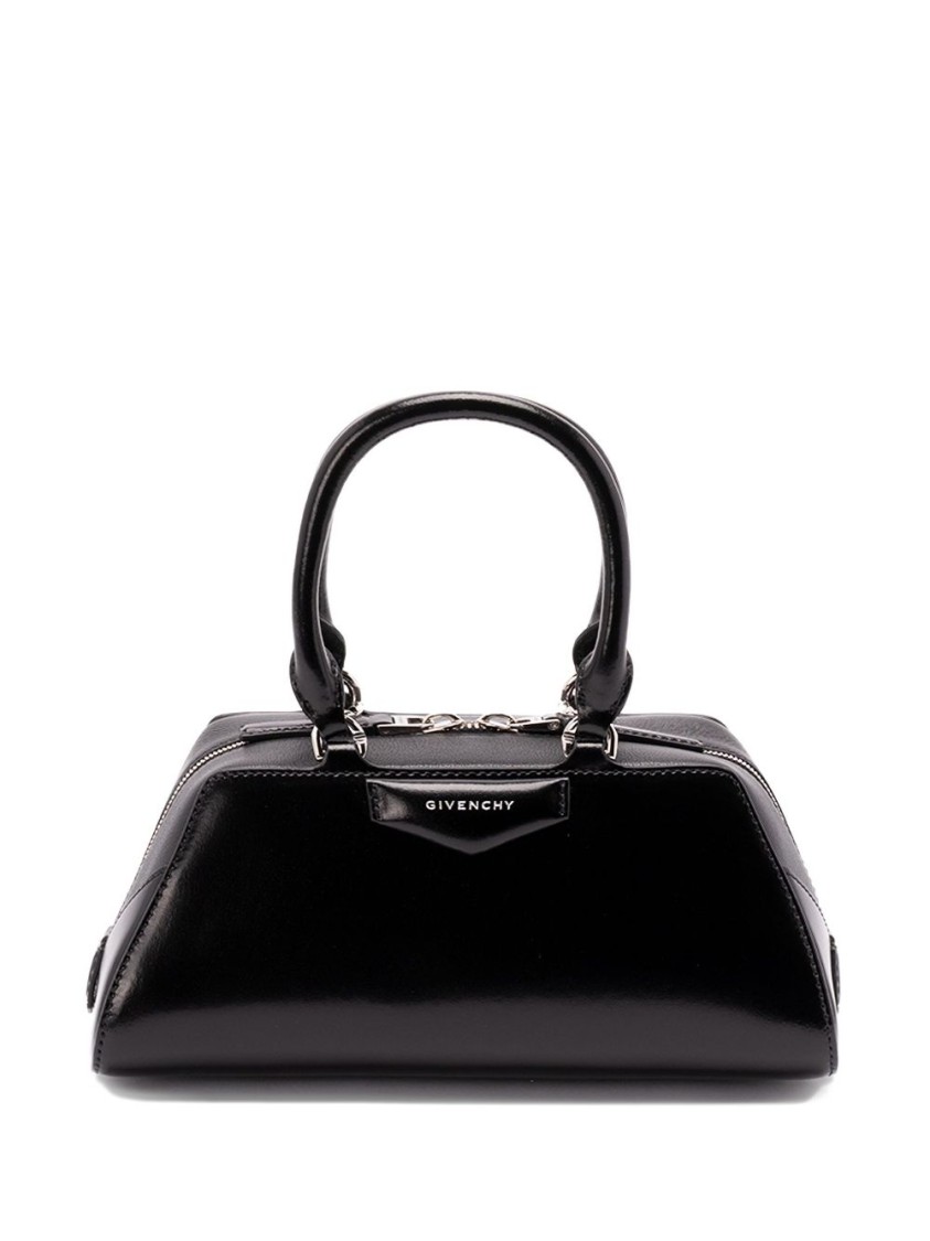 Givenchy Structured Black Handbag With Glossy Finish And Versatile Straps In Black