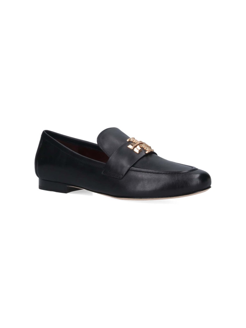 Tory Burch 'eleonor' Black Slip-on Loafers With Double T In Black