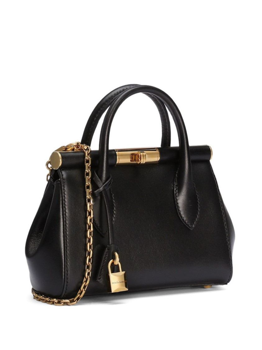 DOLCE & GABBANA DOLCE & GABBANA BLACK COWHIDE SHOULDER BAG