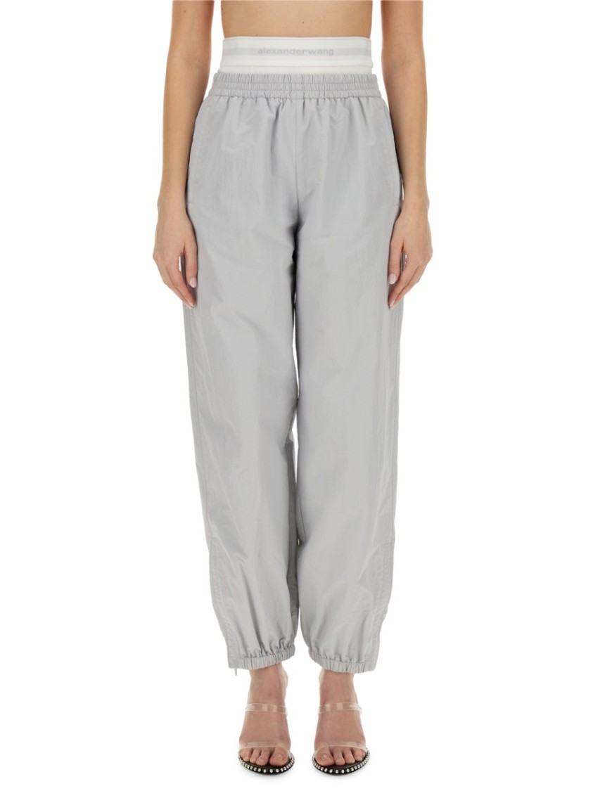 Alexander Wang Women Sports Pants With Integrated Underwear In Grey