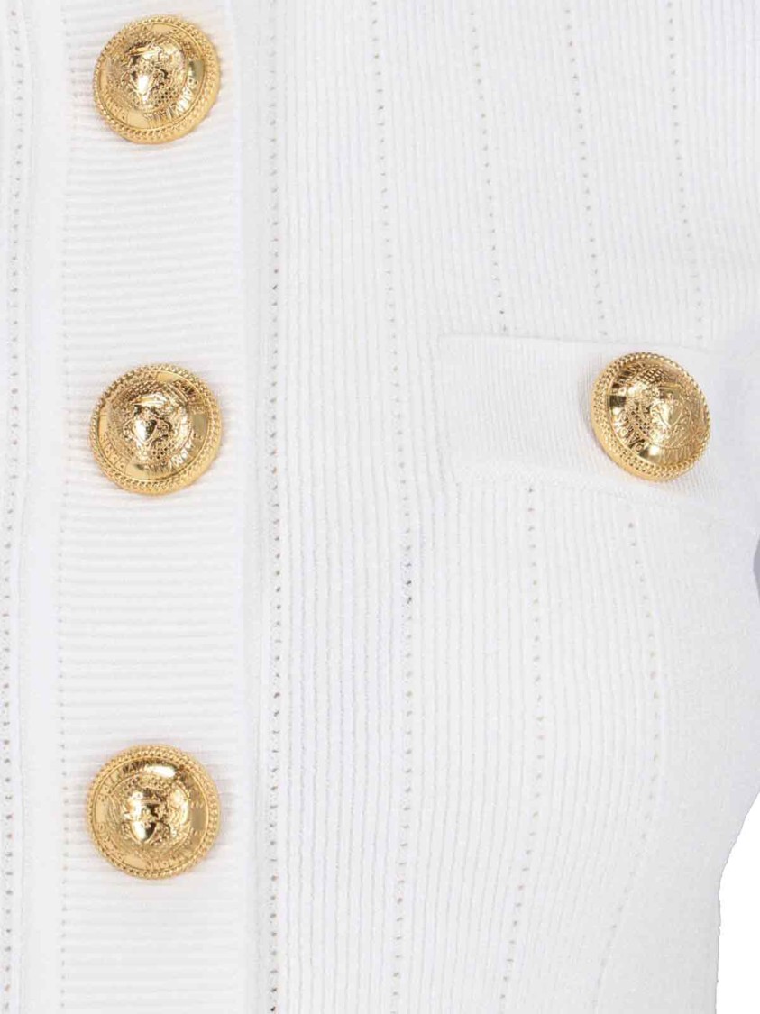 BALMAIN BALMAIN DECORATIVE BUTTON' CARDIGAN – WHITE