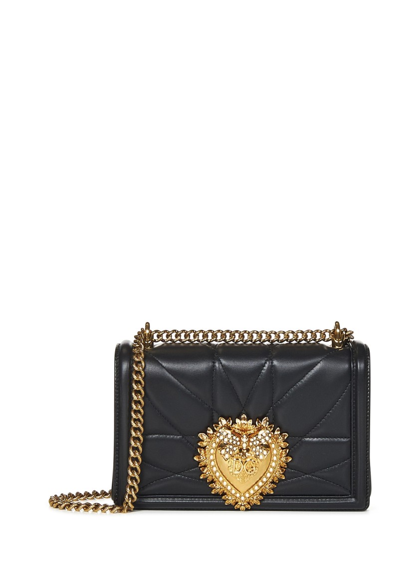 Dolce & Gabbana Devotion Medium Leather Shoulder Bag In Black