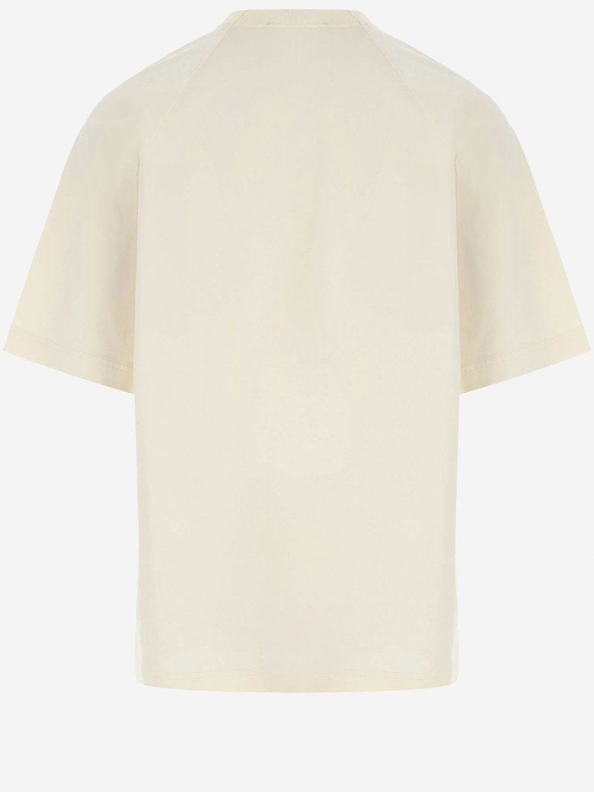 Shop Jacquemus Stretch Cotton T-shirt With Logo In White