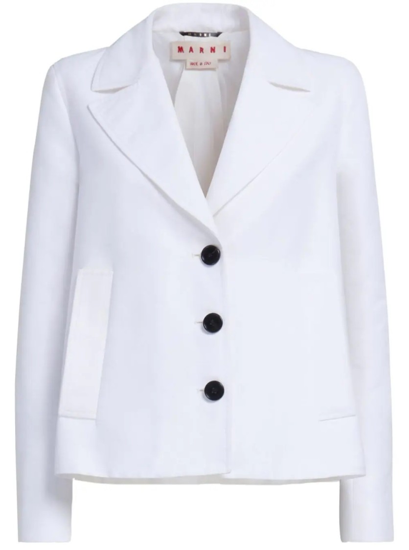 Marni Tailored Cropped Jacket With Classic Lapel In White