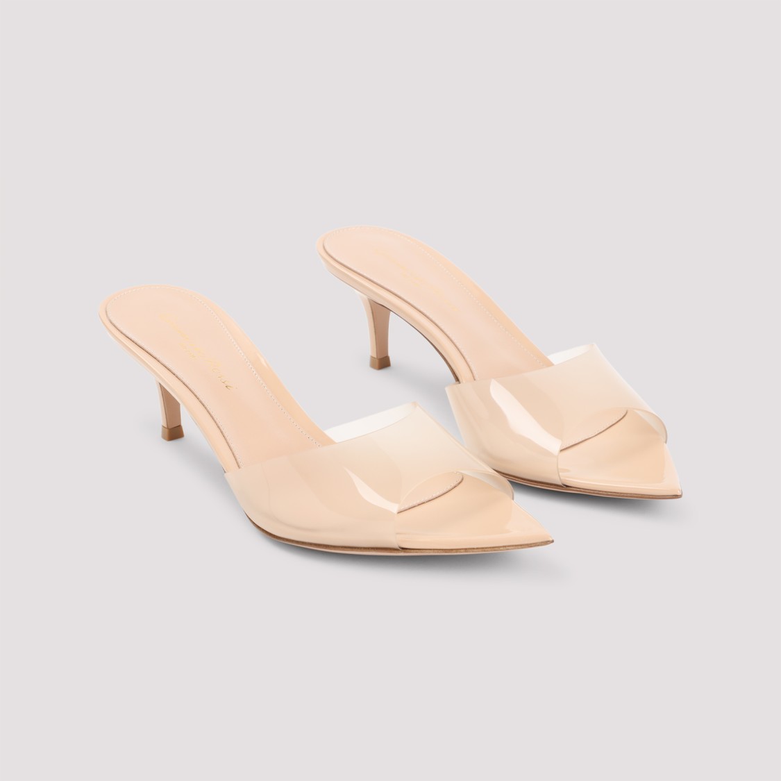 Gianvito Rossi Pointed Toe Mules With Semi-sheer Strap In White