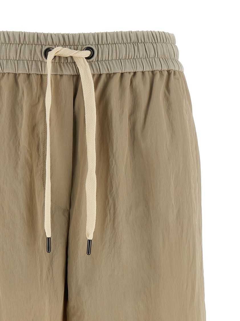 Brunello Cucinelli Wrinkled Viscose Trousers With Adjustable Drawstring In Neutral
