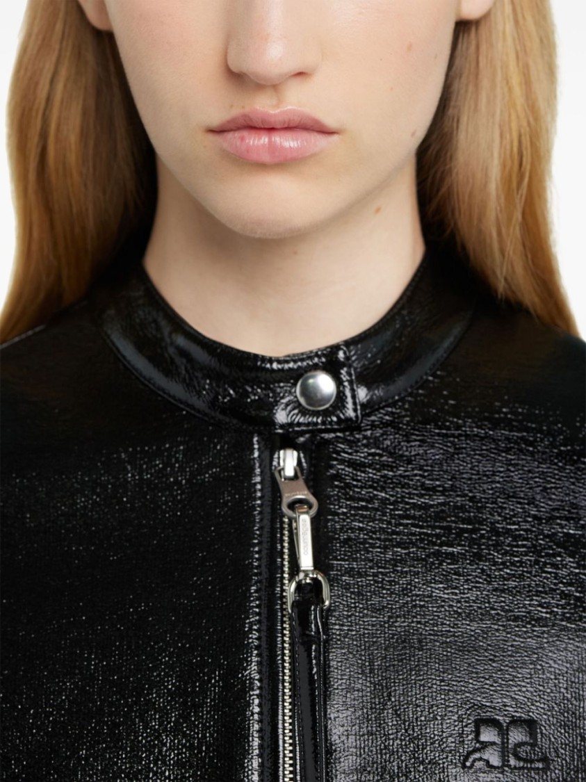 Shop Courrèges Vinyl City Jacket In Black