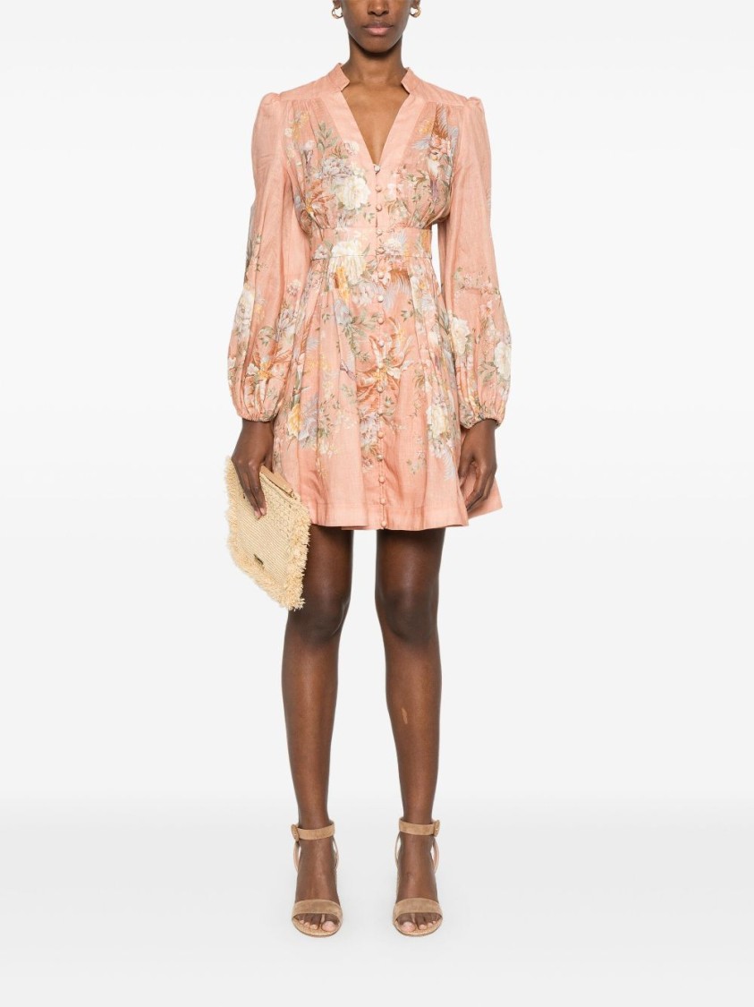 Shop Zimmermann Peach Pink Tallow Plunge Mini Dress
