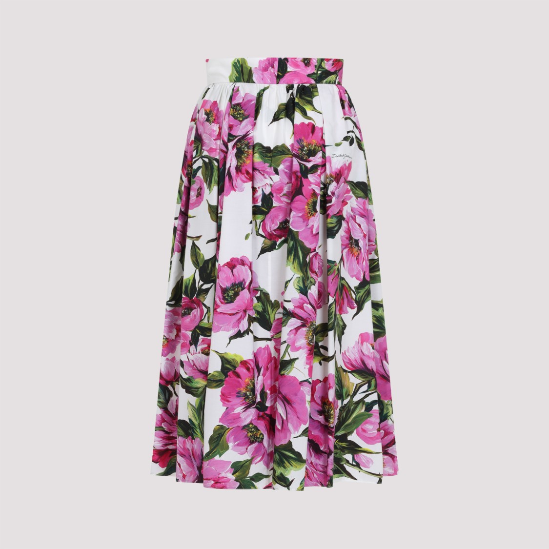 Dolce & Gabbana Womens Peonie Fuxia F.bco Floral-print Cotton Midi Skirt In Multicolor