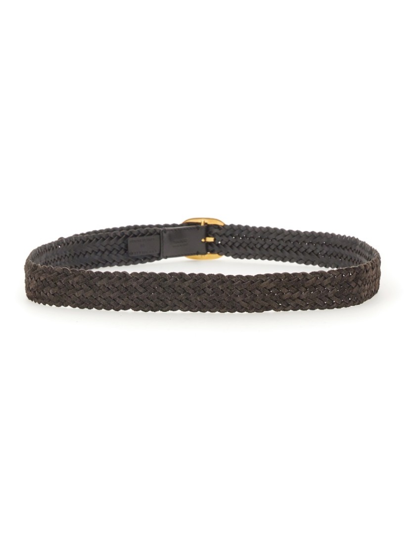 Tom Ford Woven Leather Belt For Men In Black