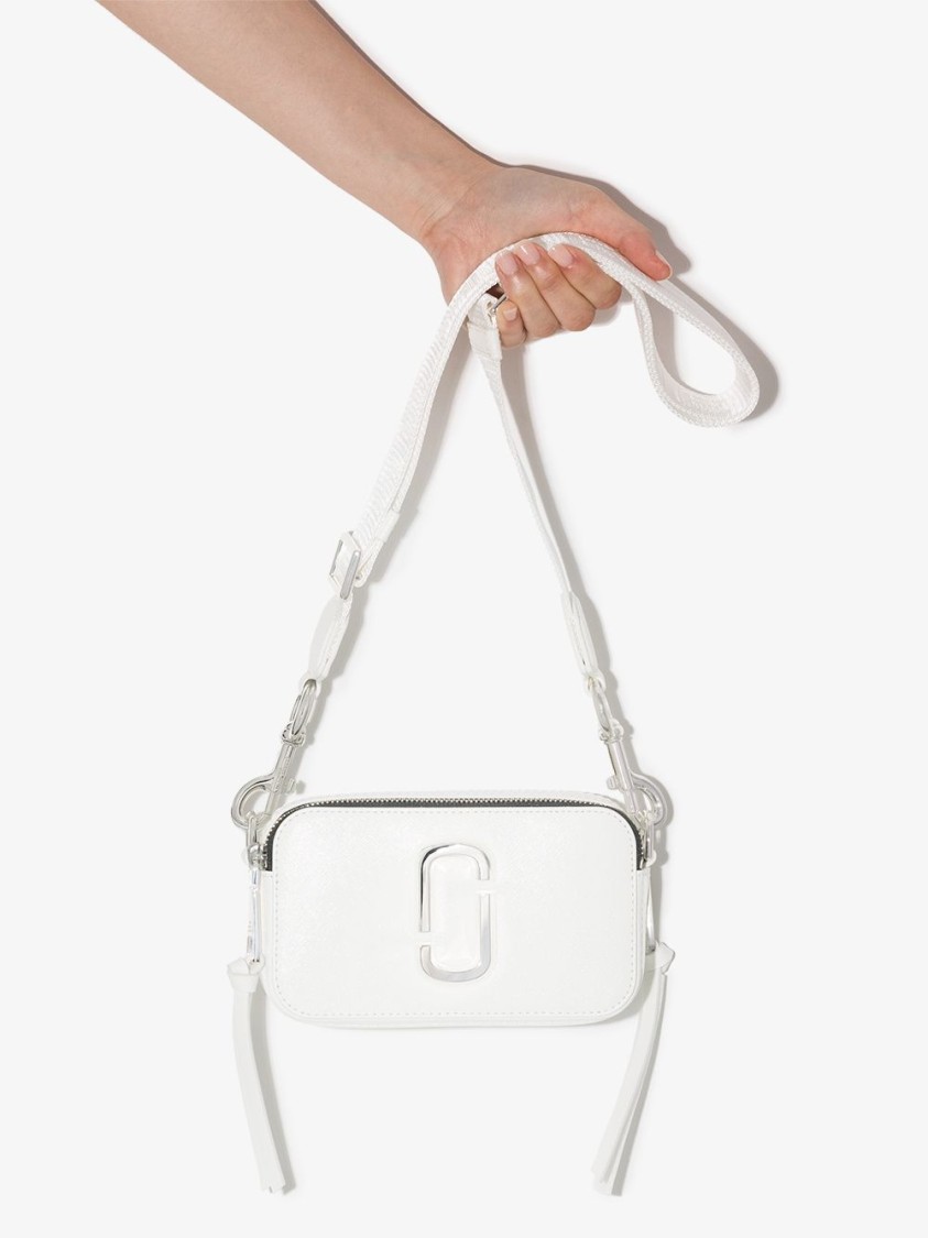 Marc Jacobs Rectangular White Leather Bag With Detachable Strap In White