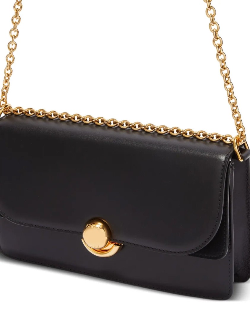 Furla Leather Crossbody Bag Chain Strap Gold-tone Hardware In Black