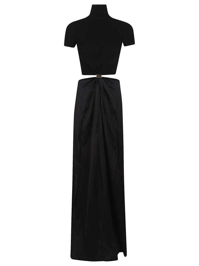 Max Mara Long Black Evening Dress With High Neck
