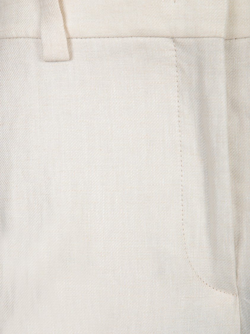 INCOTEX INCOTEX TAILORED WHITE TROUSERS WITH DESIGN AND FUNCTIONALITY