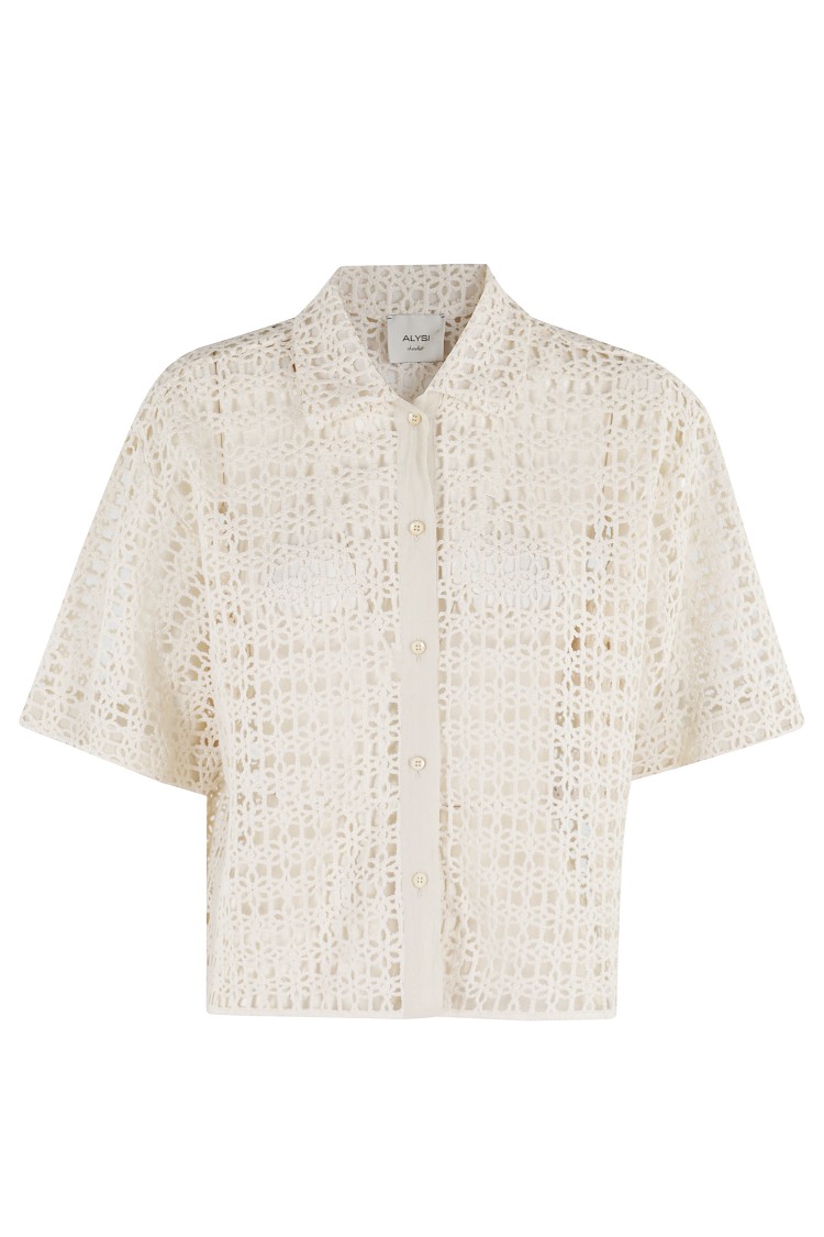 ALYSI ALYSI CROPPED MACRAME SHIRT