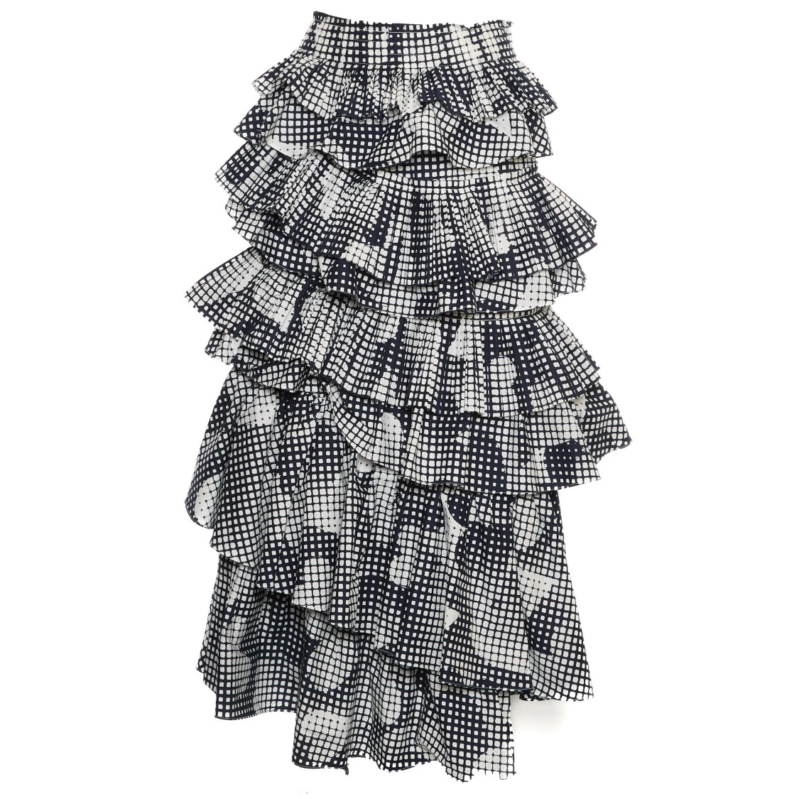 Essentiel Antwerp Tiered Ruffle Skirt With Checkered Pattern