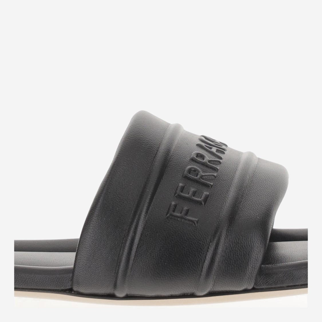 Shop Ferragamo Salvatore Leather Sandals With Logo In Black