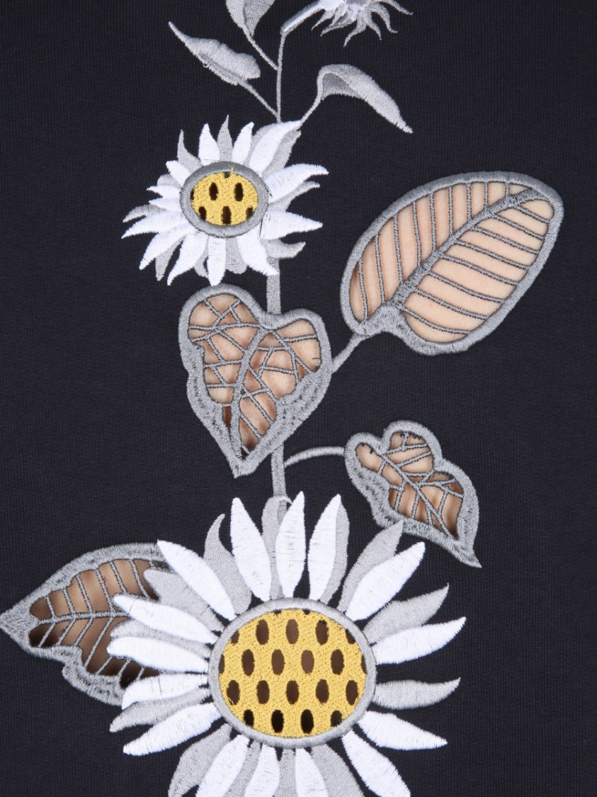 Thom Browne Embroidered Hoodie With Drawstring In Blue