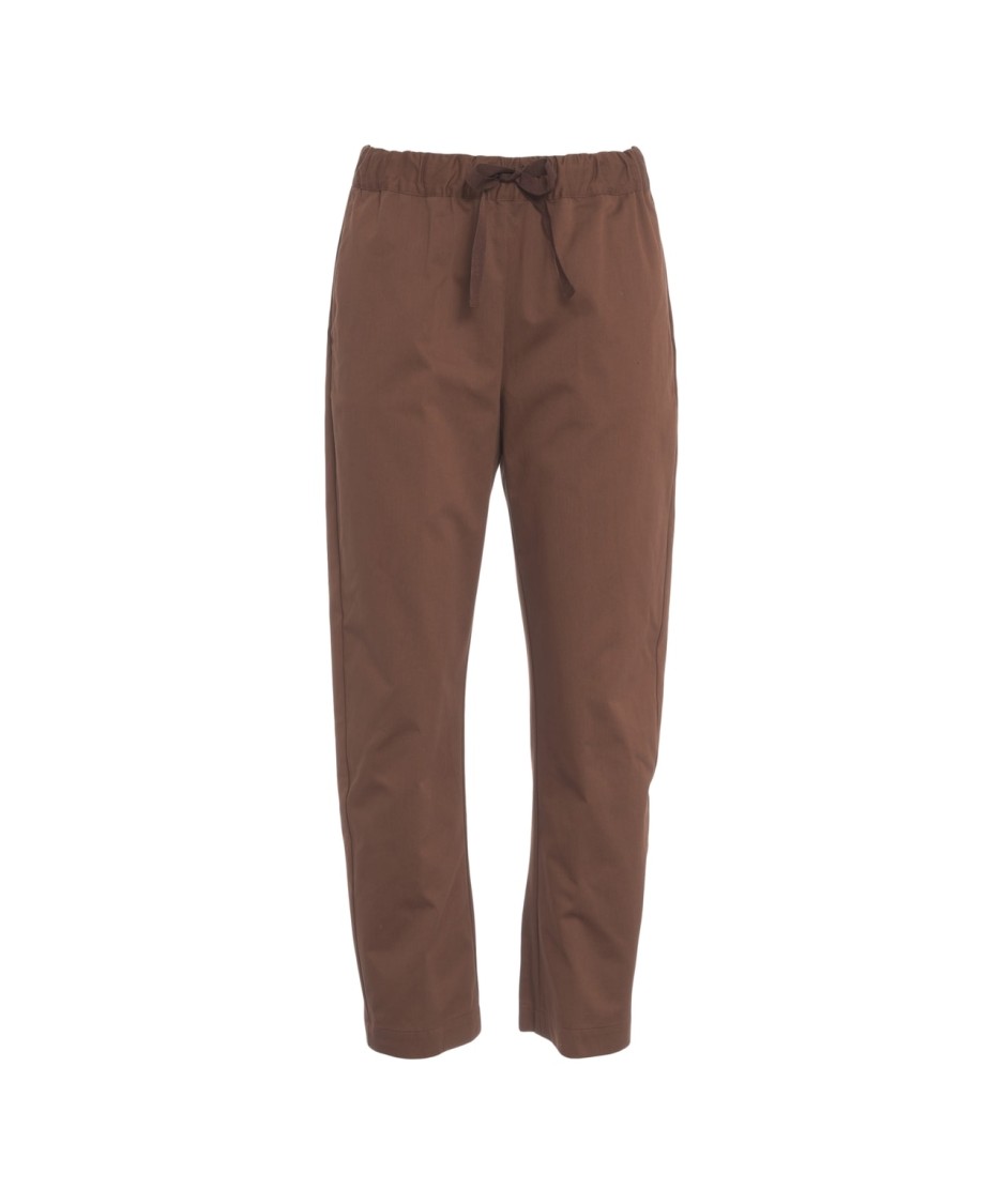 Semicouture Semi Couture Cropped Brown Gabardine Pants