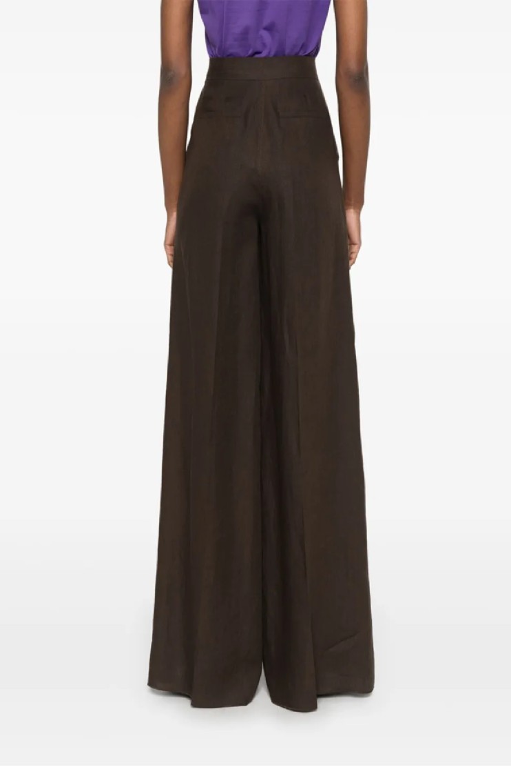 Max Mara Wide-leg Pants With High Waist And Flowing Silhouette In Brown