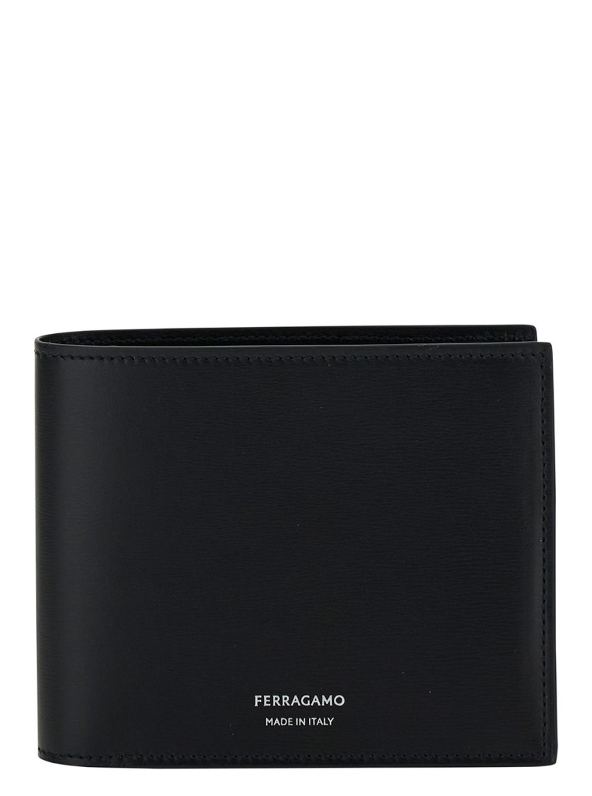 Ferragamo Salvatore  Bi-fold Wallet With Embossed Logo In Black