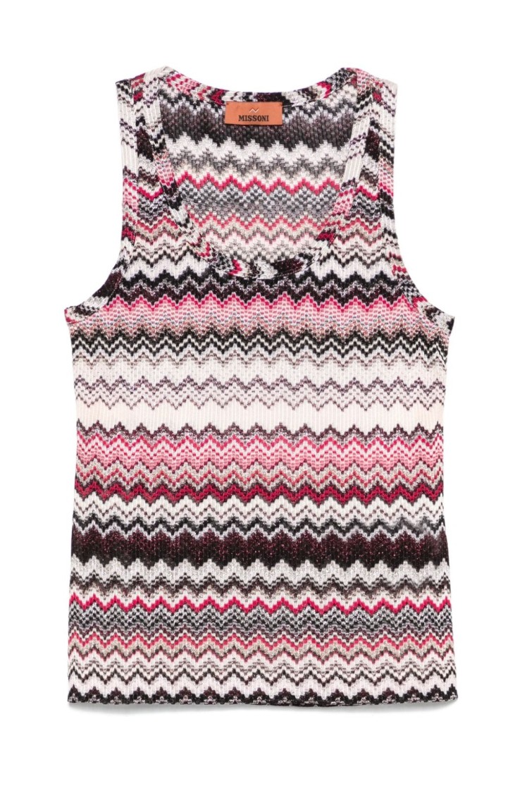 Shop Missoni Zigzag Patterned Fitted Tank Top In Pink