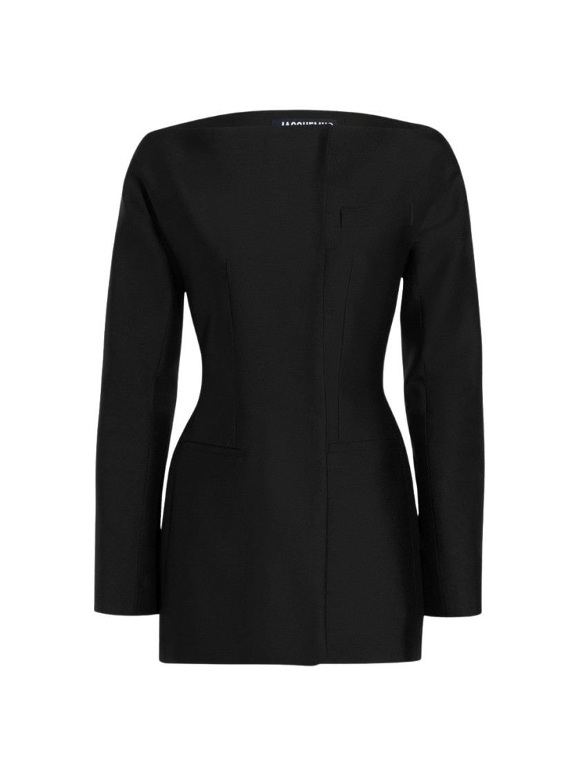 Jacquemus Belted Waist Dress With Back Belt Detail In Black
