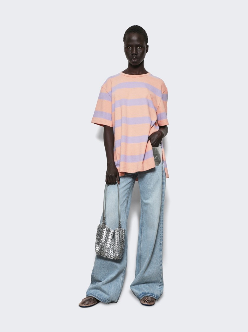 Rabanne Tee Shirt Stripes Peach And Lavander In Pink