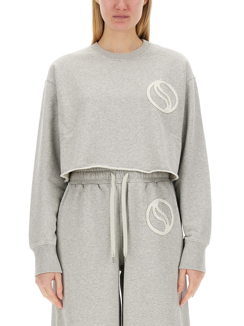 STELLA MCCARTNEY STELLA MCCARTNEY CROPPED GREY SWEATSHIRT WITH SUBTLE LOGO