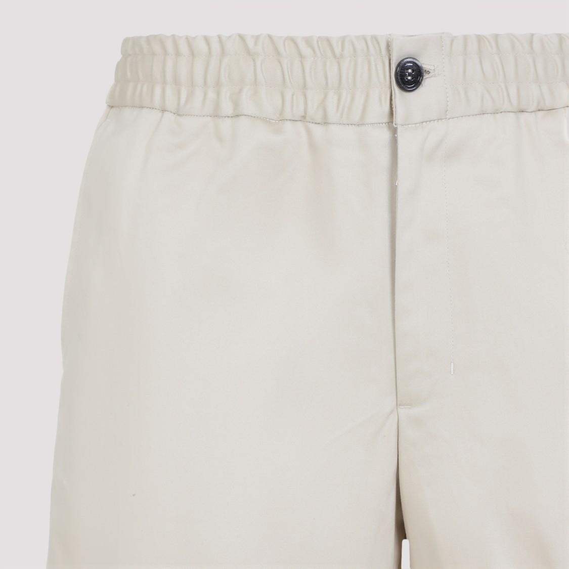 Shop Ami Alexandre Mattiussi Ami Elasticated Waist Beige Cotton Shorts In Neutrals