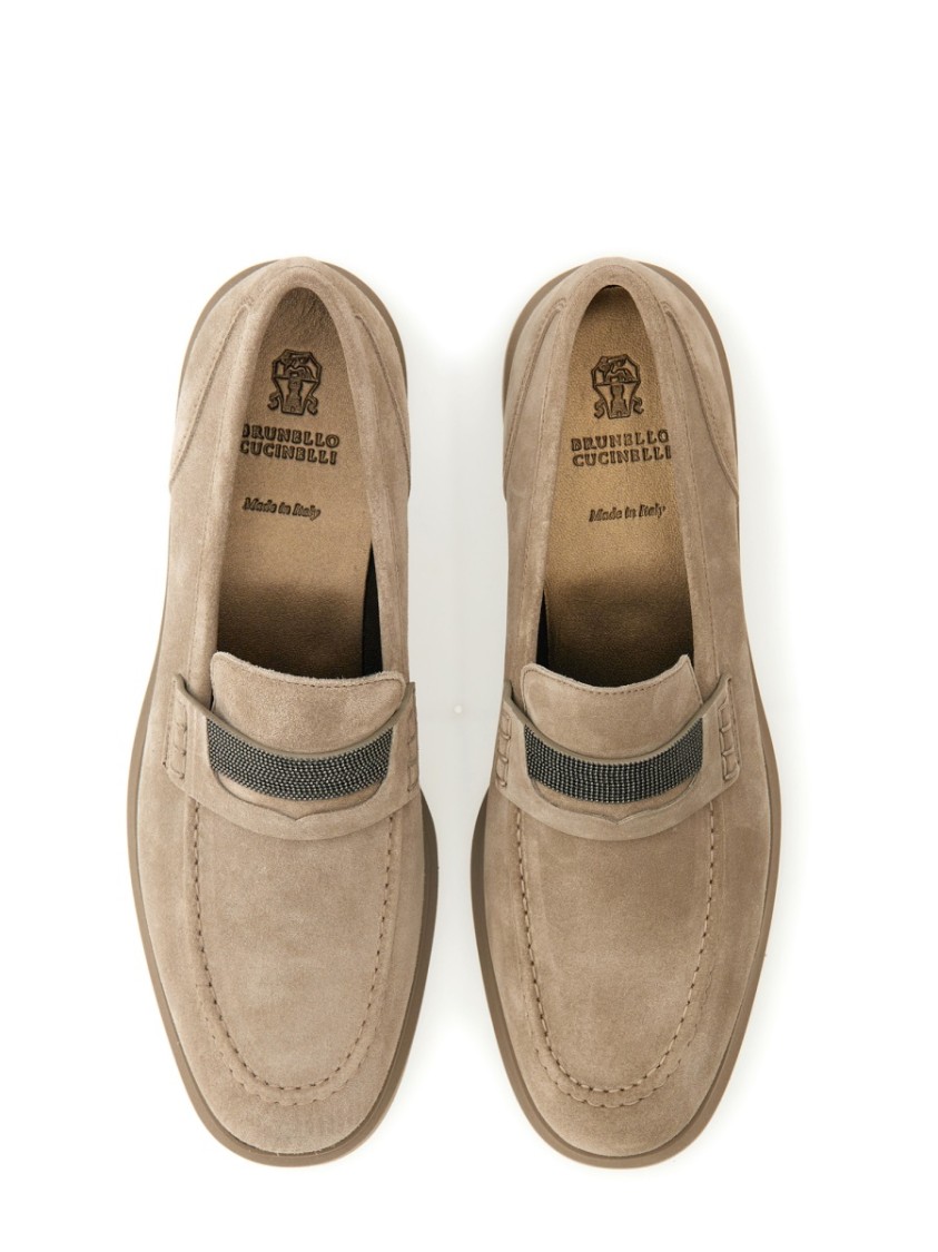 Brunello Cucinelli "penny" Suede Moccasin In Brown