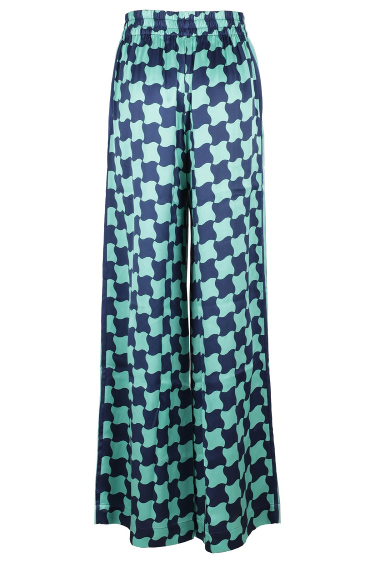 Shop Casablanca Wide-leg Trousers In Light Green Silk In Blue
