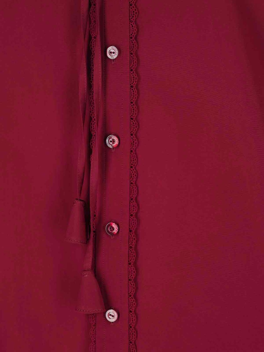 Gucci Cotton Popeline Shirt With Ties And Laces Profiles In Red