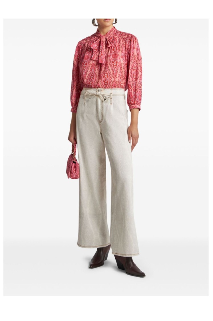 Etro High-waisted Wide-leg Denim Jeans With Drawstring Closure