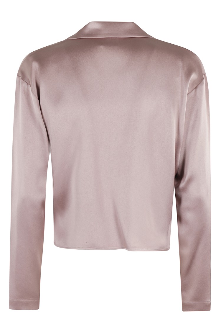 ALYSI ALYSI LIQUID SATIN TIE-CLOSURE SHIRT