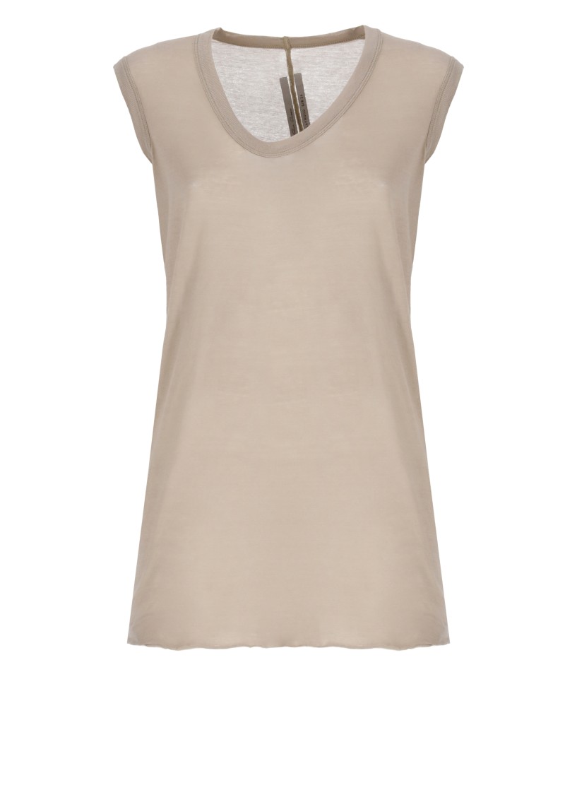 Rick Owens Beige Cotton Sleeveless Top In Neutrals